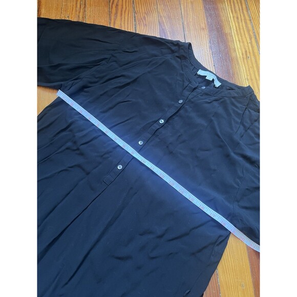 Ann Taylor LOFT Solid Loose Oversized T-Shirt Button Shirt Midi Dress Black - Picture 9 of 13